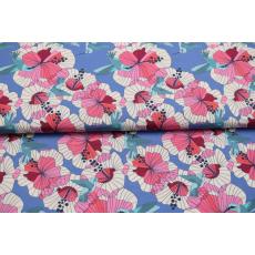 Baumwolle JERSEY Stoff Baumwolljersey Blumen Sommer Blüten Kolibri Floral flower