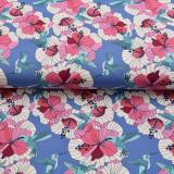 Baumwolle JERSEY Stoff Baumwolljersey Blumen Sommer Blüten Kolibri Floral flower